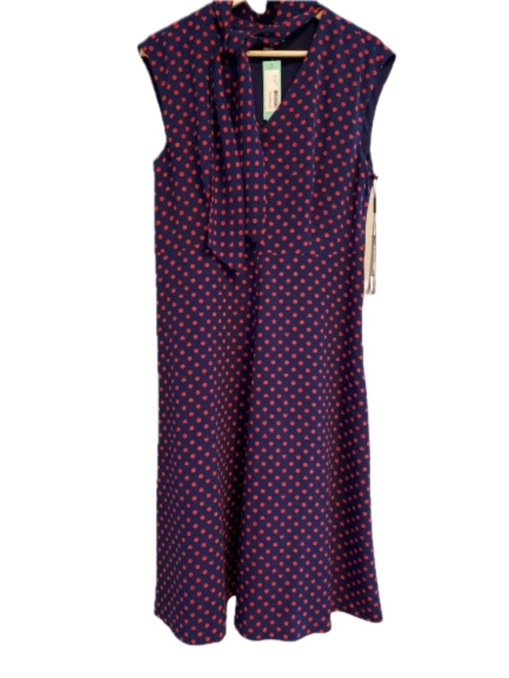 Karl Lagerfeld Paris Navy Midi Dress with Red Polka Dots